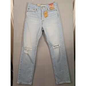 Levis Jeans Women's 27 Wedgie Straight Fit Premium Blue Wash Button Fly Denim